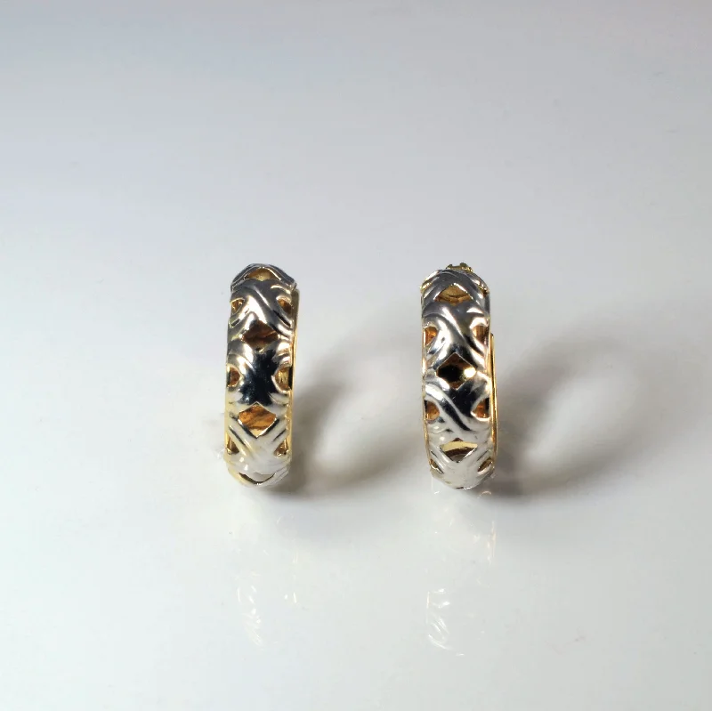 Filigree Two Tone Huggie Earrings |