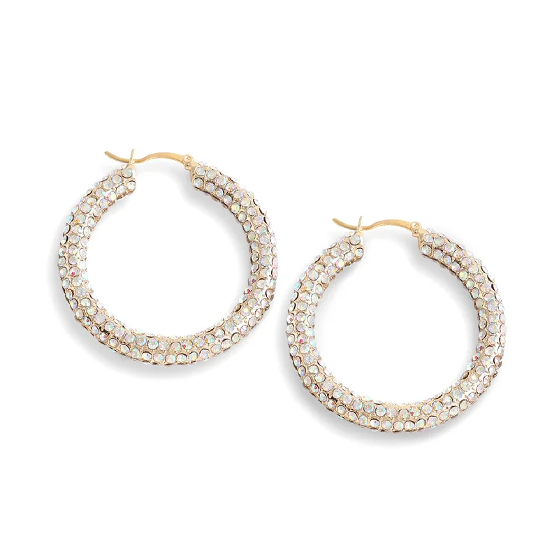 Gold Plated Designer Stone Casual Hoop Earring For Women