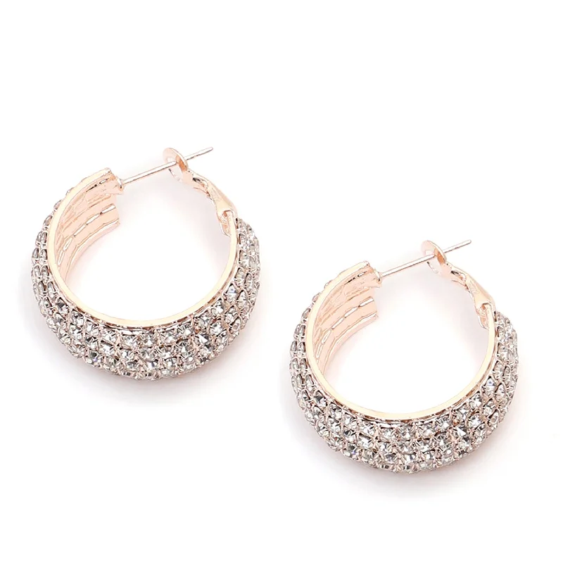 Gold Plated Party Designer Stone Hoop Earring For Women