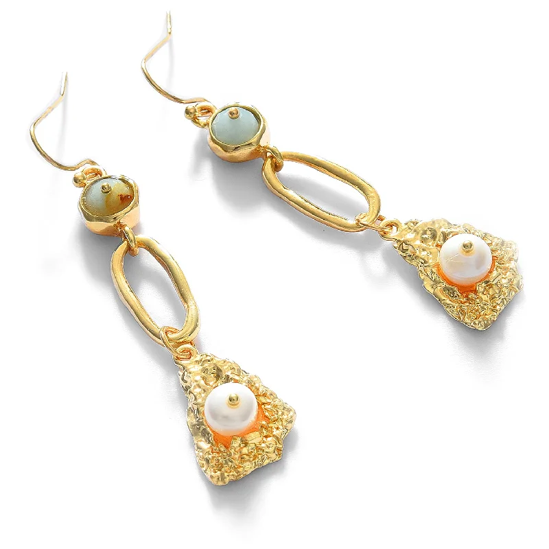 Gold Plated Pearl Beaded Drop Earring