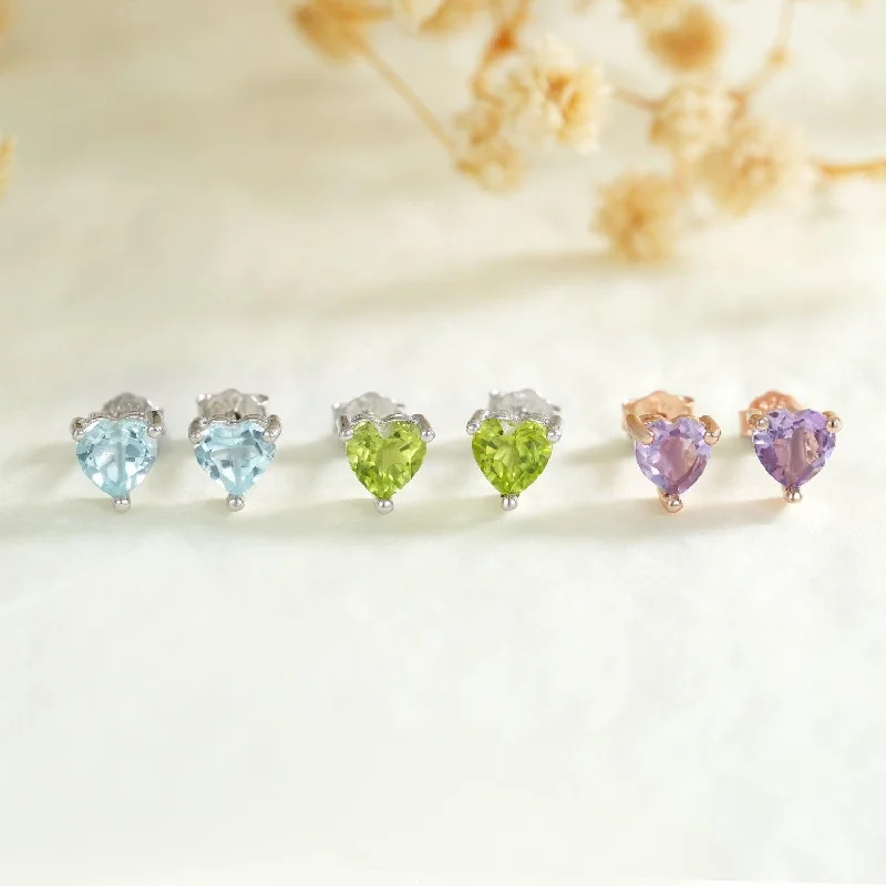 Heart-shaped Amethyst Olivine Topaz earring