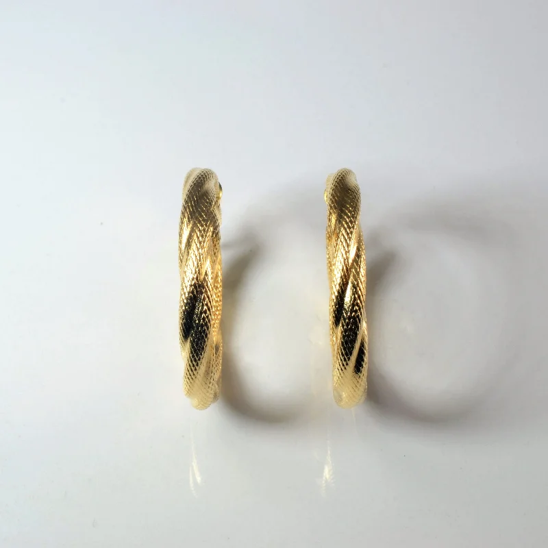 Satin Finish Twisted Hoop Earrings |