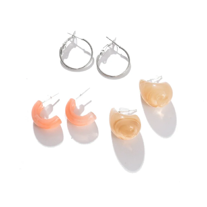 Orange Contemporary Studs Earrings