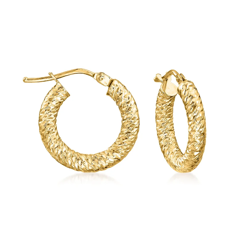 Ross-Simons Italian 14kt Yellow Gold Diamond-Cut Hoop Earrings