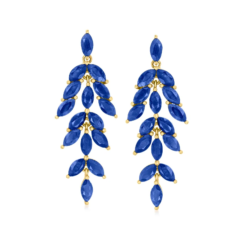 Ross-Simons Sapphire Chandelier Earrings in 18kt Gold Over Sterling