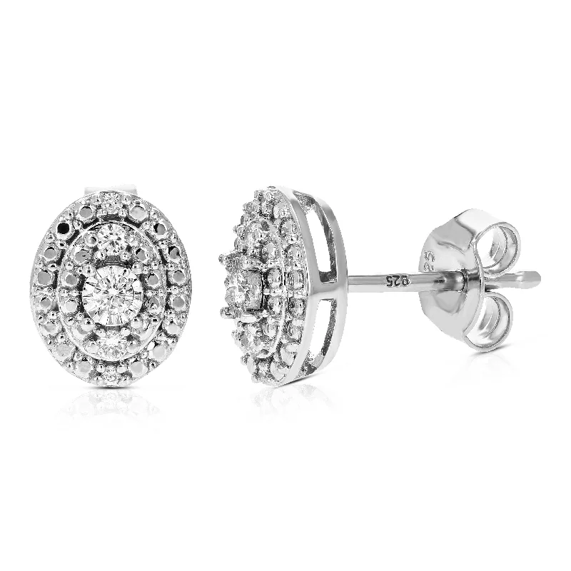 Round Earrings 1/10 cttw Round Lab Grown Diamond Studs in .925 Sterling Silver Prong Set