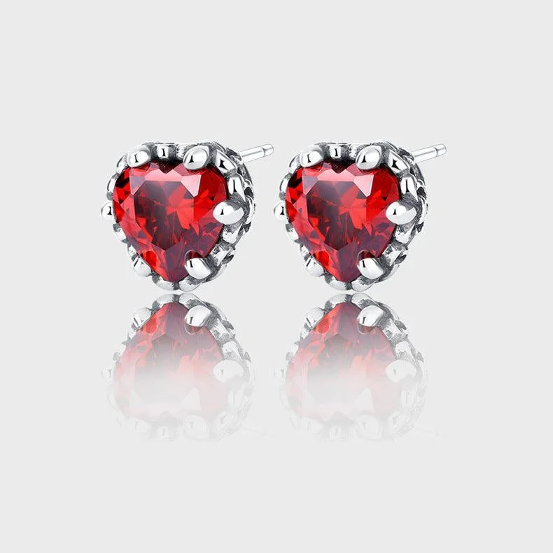 S925 Sterling Silver Keke Iris Red Zircon Earrings