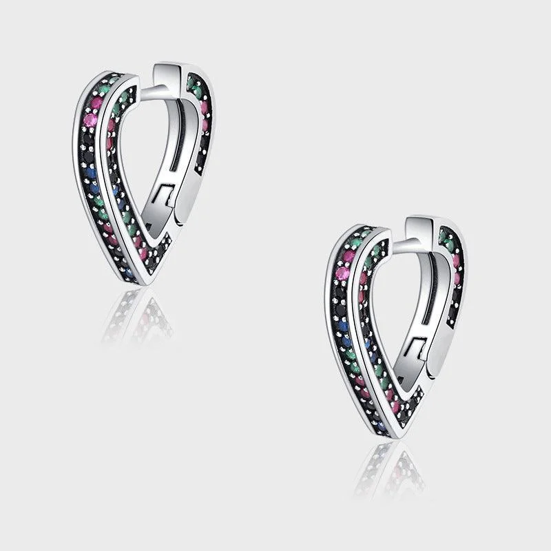 S925 Sterling Silver Rainbow Cute Zircon Love Earrings