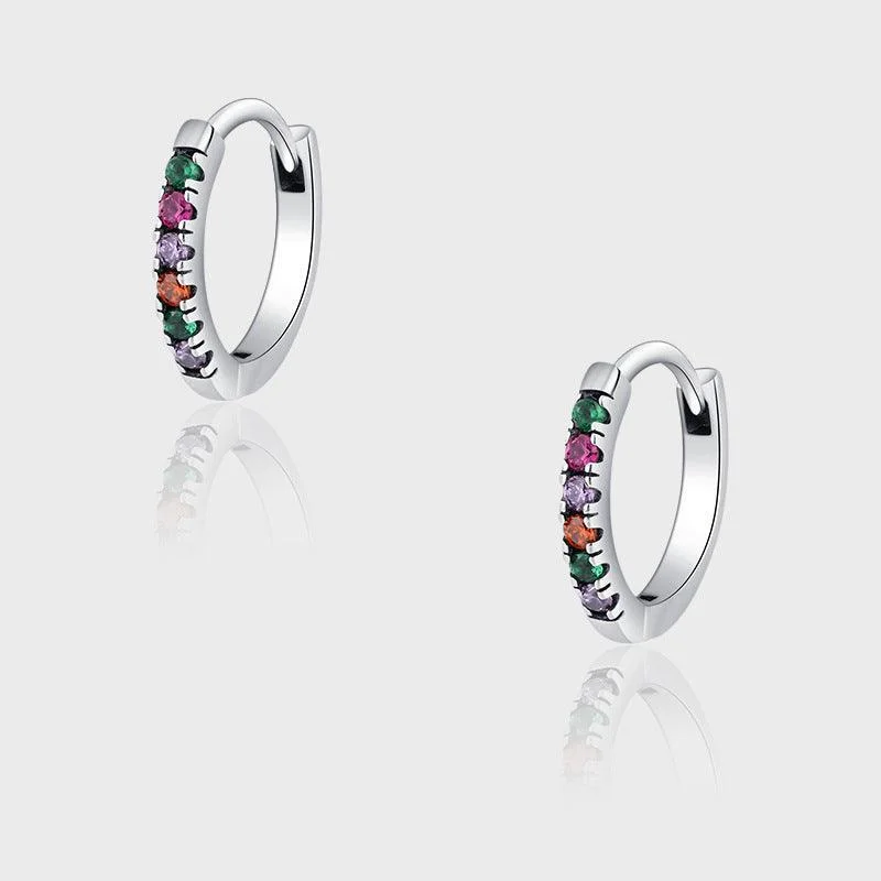 S925 Sterling Silver Vintage Thai Silver Rainbow Earrings