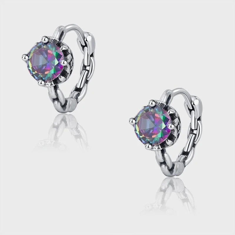 Sweet Cool Chain Purple Crystal Diamond Earrings