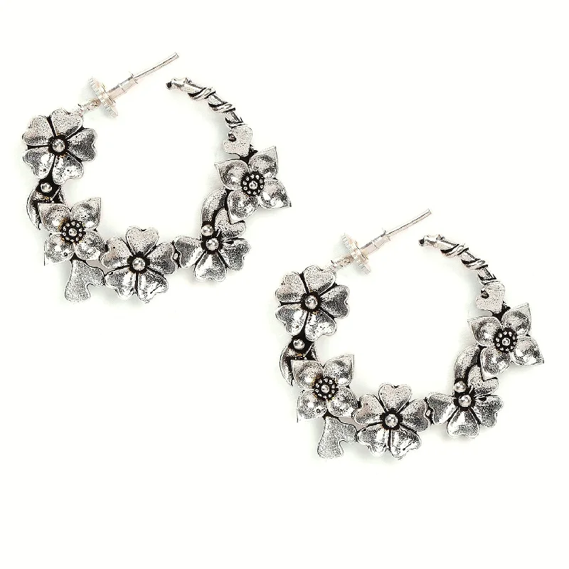 Silver-plated Circular Earrings