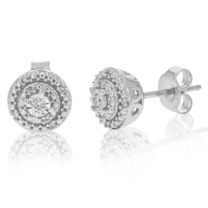 Stud Earring Made of 1/10 cttw Round Lab Grown Diamonds and .925 Sterling Silver Prong Setting