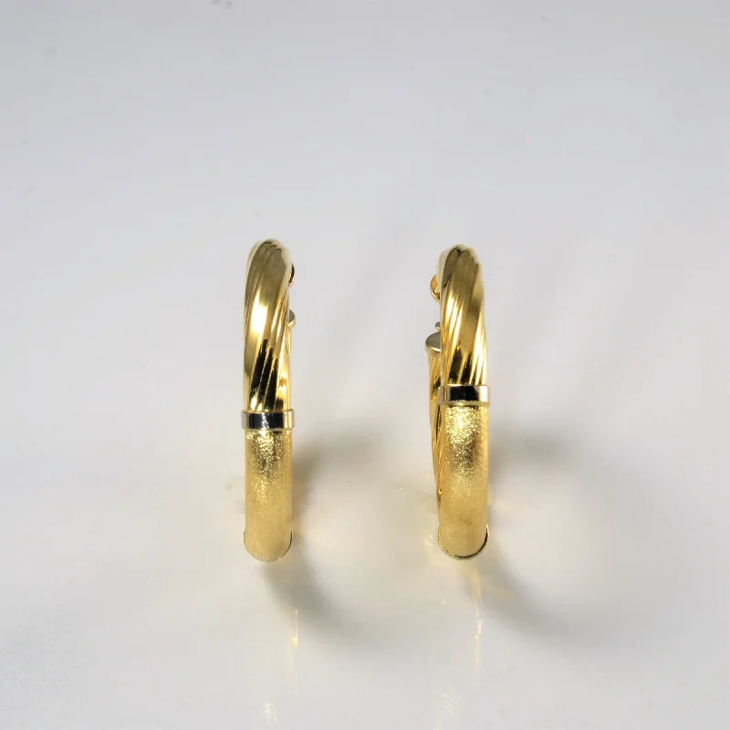 Swirly Yellow Gold Hoop Earrings |