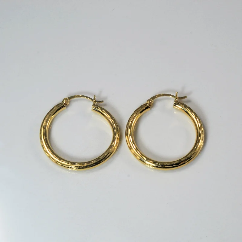 Textured Gold Hoop Earrings |