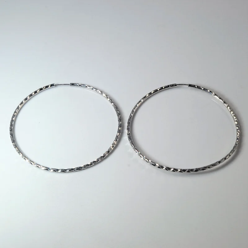 Textured White Gold Hoop Earrings |