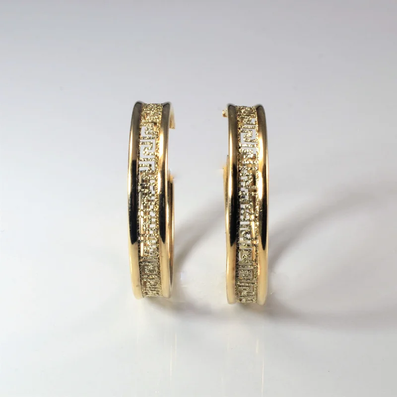 Textured Two Tone Gold Hoop Earrings