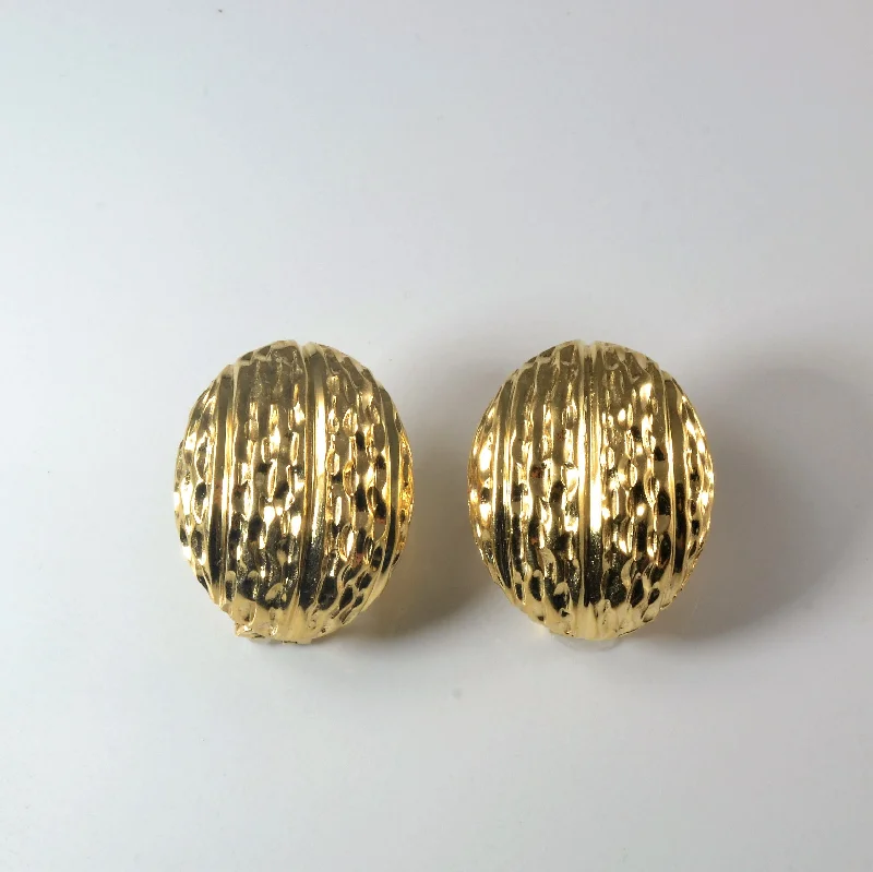 Textured Yellow Gold Dome Earrings |