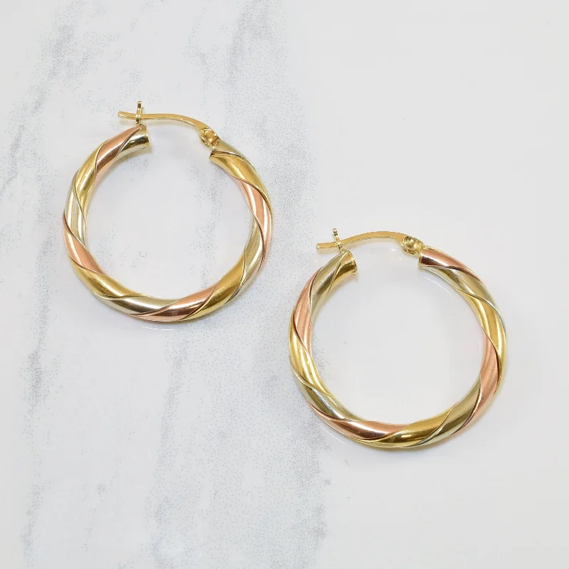 Tri Tone Gold Hoop Earrings |