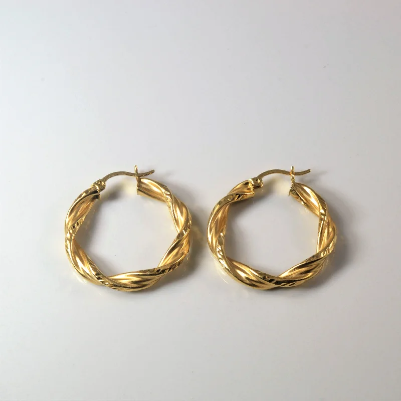 Twisted Yellow Gold Hoop Earrings |