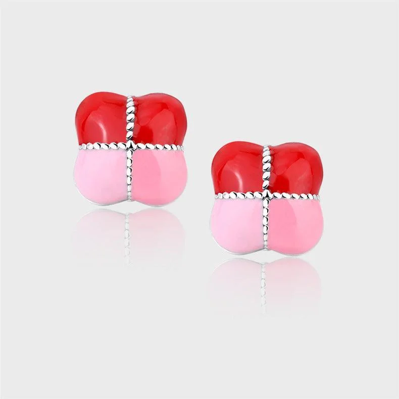 Unique Design Gift Box Color Gradual Red Earrings