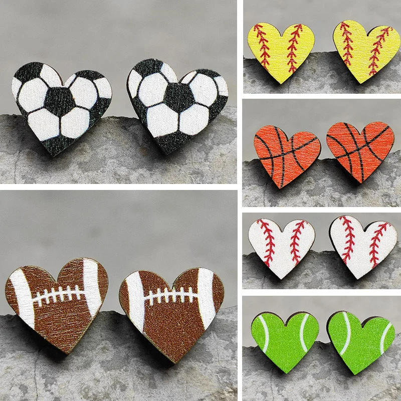 Wholesale 2 Pairs/Pack Event Sports Wood Earrings