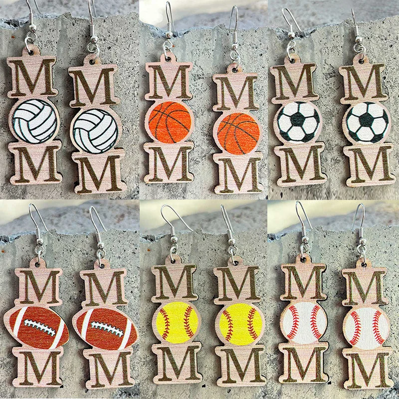 Wholesale 2 Pairs/Pack Mother's Day Ball Game Earrings