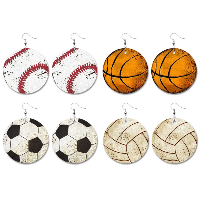 Wholesale 2 Pairs/Pack Vintage Balls Distressed Leather Earrings