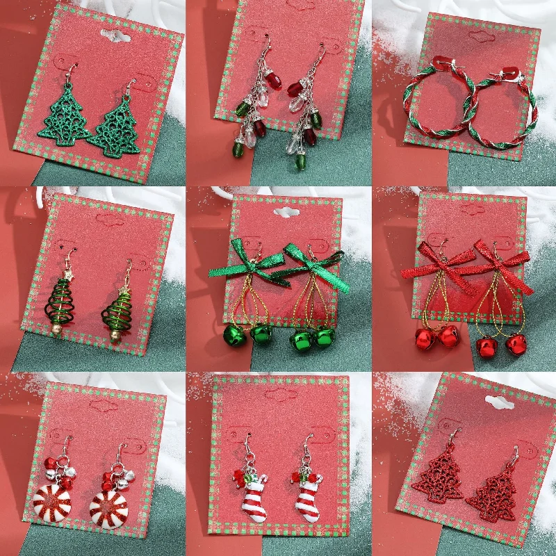 Wholesale Christmas Candy Christmas Tree Bell Alloy Earrings