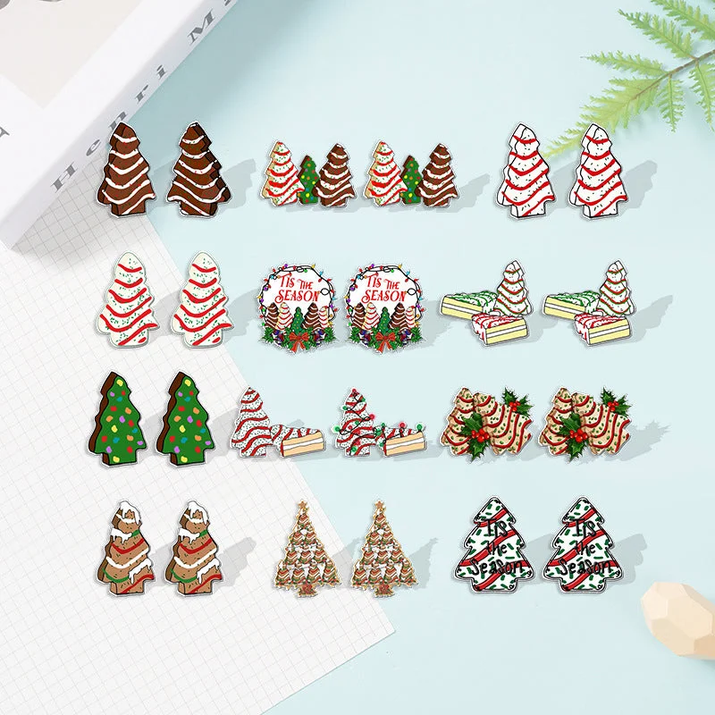 Wholesale Christmas Christmas Cake Christmas Tree Acrylic Earrings