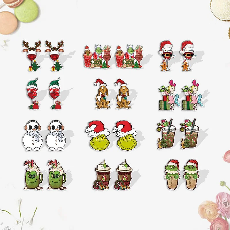 Wholesale Christmas Snowman Coffee Cup Heat Shrink Sheet Acrylic Earrings