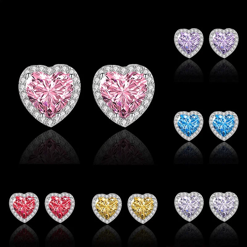 Wholesale Heart Diamond Crystal Alloy Earrings