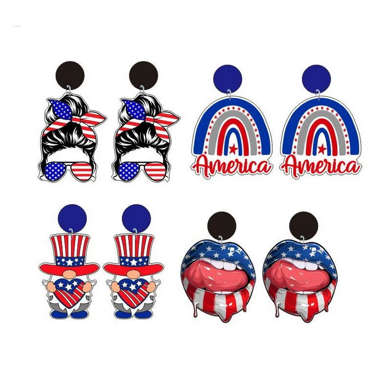 Wholesale USA Independence Day Acrylic Earrings