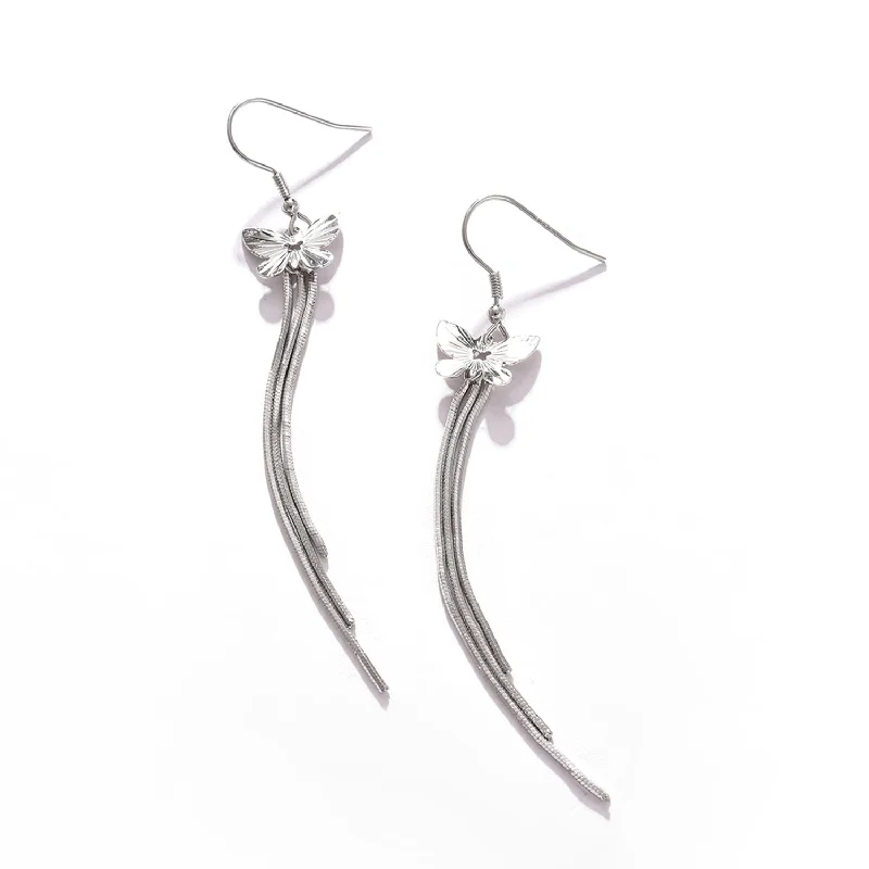 Women Silver Color Silver Plated Designer Stone Drop Earring