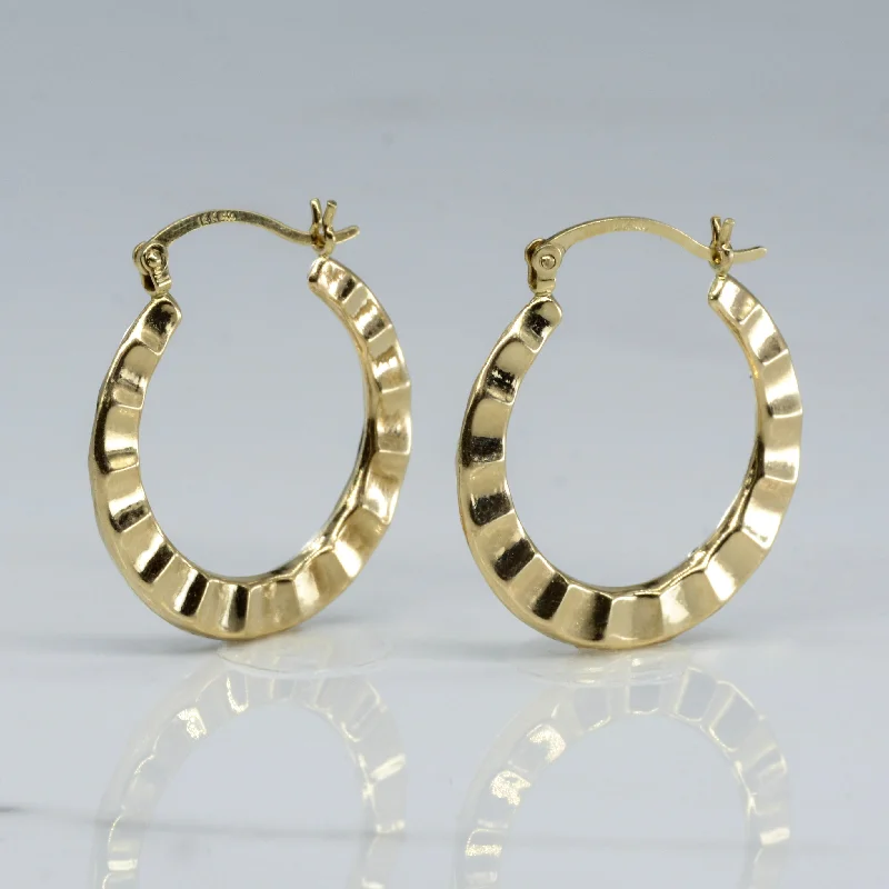 Yellow Gold Scallop Edge Hoops |